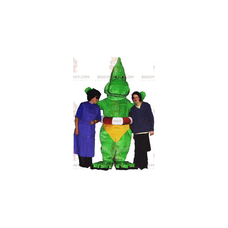 Disfraz de mascota BIGGYMONKEY™ Dragón dinosaurio verde con Disfraz de mascota BIGGYMONKEY™ Dragón dinosaurio verde con