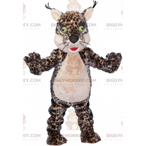BIGGYMONKEY™ Mascot Costume Leopard Spotted Tiger with Green