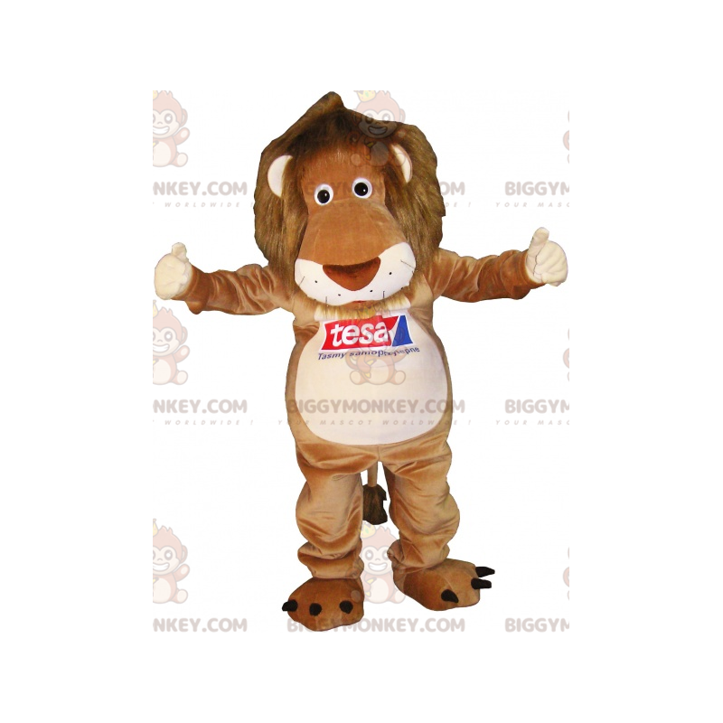 Traje de mascote BIGGYMONKEY™ Tigre marrom e bronzeado com juba Traje de mascote BIGGYMONKEY™ Tigre marrom e bronzeado com juba
