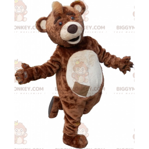 Καφέ και μπεζ κοστούμι μασκότ Teddy BIGGYMONKEY™ με λοφίο στο