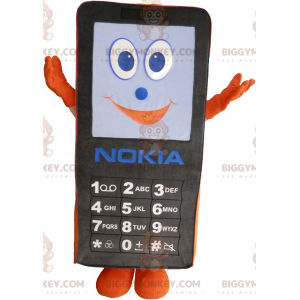 Costume da mascotte BIGGYMONKEY™ cellulare nero e arancione.