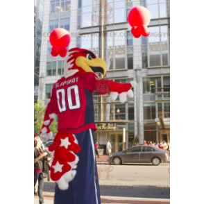 Traje de mascote BIGGYMONKEY™ Vermelho e Branco Proud Eagle com