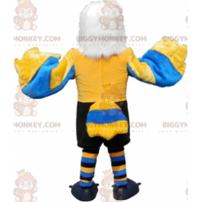 Mycket framgångsrik hårig gul och blå vit örn BIGGYMONKEY™ maskotdräkt - Fågelmaskot - BIGGYMONKEY_06188 - BiggyMonkey.com