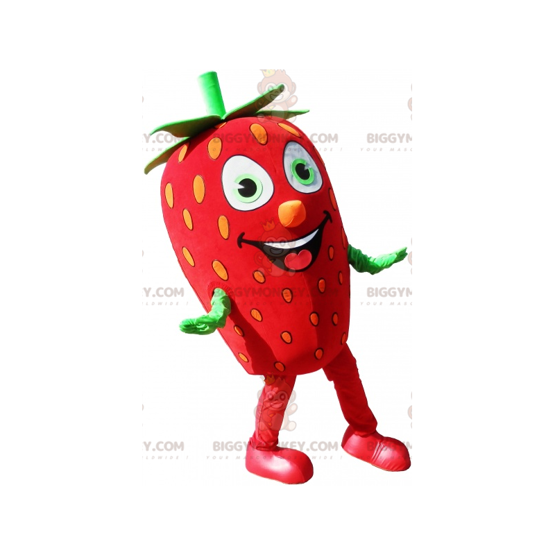 Costume de mascotte BIGGYMONKEY™ de fraise rouge et verte Costume de mascotte BIGGYMONKEY™ de fraise rouge et verte