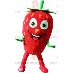 Costume mascotte BIGGYMONKEY™ fragola gigante rossa e verde -