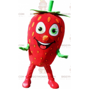 Obří kostým maskota BIGGYMONKEY™ z červené a zelené jahody –
