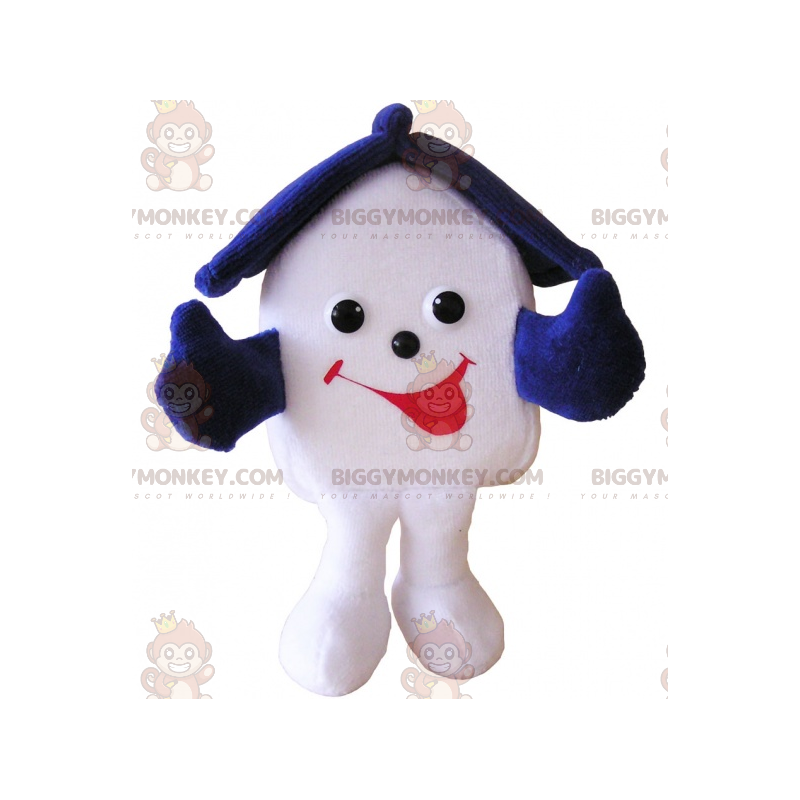 Very Smiling White and Blue House BIGGYMONKEY™ Mascot Costume – Very Smiling White and Blue House BIGGYMONKEY™ Mascot Costume –