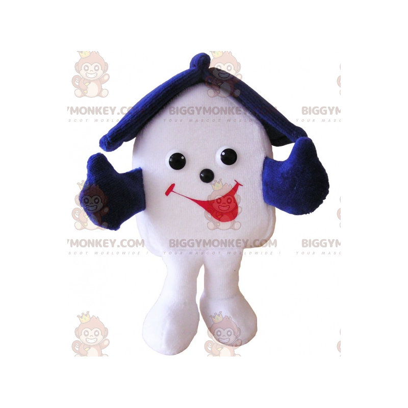Very Smiling White and Blue House BIGGYMONKEY™ Mascot Costume -