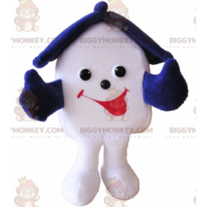 Very Smiling White and Blue House BIGGYMONKEY™ Mascot Costume -