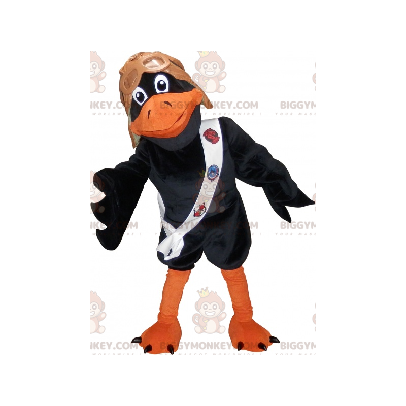 Czarno-pomarańczowy kostium maskotki Raven BIGGYMONKEY™ z Czarno-pomarańczowy kostium maskotki Raven BIGGYMONKEY™ z