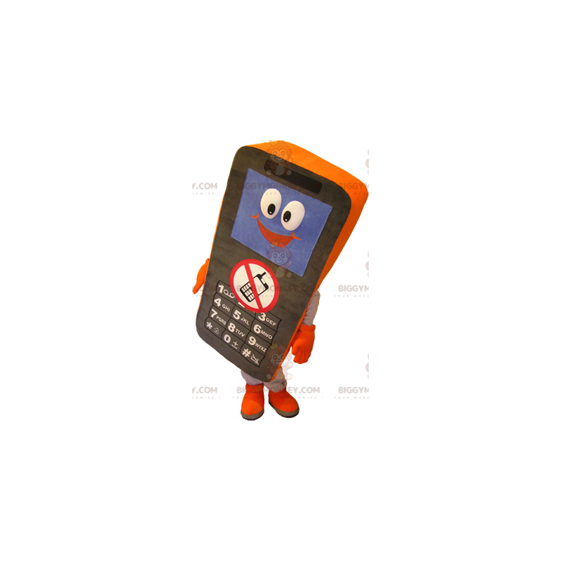 Traje de mascote BIGGYMONKEY™ para celular preto e laranja – Traje de mascote BIGGYMONKEY™ para celular preto e laranja –