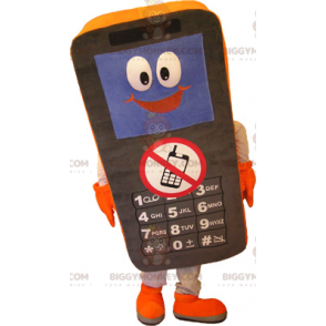 Černo-oranžový kostým maskota BIGGYMONKEY™ na mobil - Telefon maskoti - BIGGYMONKEY_06196 - BiggyMonkey.com