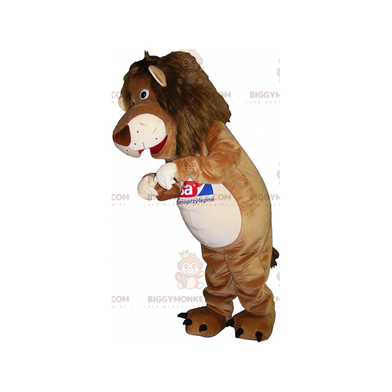 Disfraz de mascota de BIGGYMONKEY™ tigre, león, beige y blanco Disfraz de mascota de BIGGYMONKEY™ tigre, león, beige y blanco