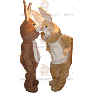 2 BIGGYMONKEY™s kaninmaskoter, den ene brun og den andre beige