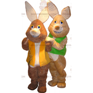 2 BIGGYMONKEY™s mascot of brown and white rabbits with colored