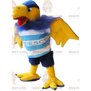 Karvainen sininen ja keltainen Vulture Bird BIGGYMONKEY™ maskottiasu - Lintu maskotti - BIGGYMONKEY_06205 - BiggyMonkey.com