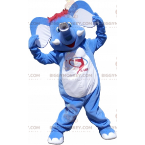 Super zábavný kostým modrobílého slona BIGGYMONKEY™ maskota –