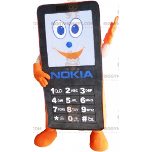 Černo-oranžový kostým maskota pro mobilní telefon Nokia