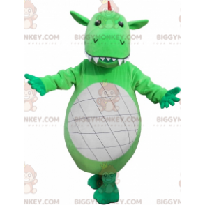 BIGGYMONKEY™ Costume da mascotte Drago verde bianco rosso con