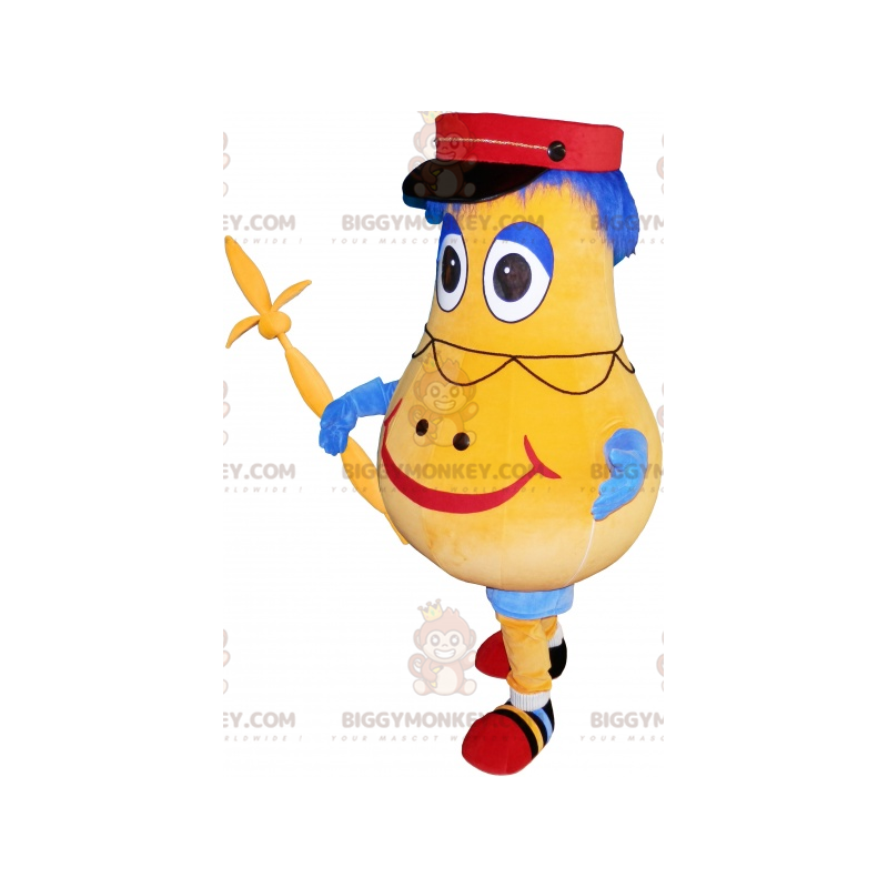 Costume de mascotte BIGGYMONKEY™ de bonhomme jaune et bleu de Costume de mascotte BIGGYMONKEY™ de bonhomme jaune et bleu de