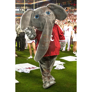 BIGGYMONKEY™ Mascot Costume Gray Elephant With Red T-Shirt –