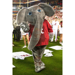 BIGGYMONKEY™ Mascot Costume Gray Elephant With Red T-Shirt -