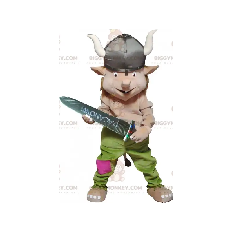 Leprechaun BIGGYMONKEY™ Mascot Costume Dressed In Viking Outfit Leprechaun BIGGYMONKEY™ Mascot Costume Dressed In Viking Outfit