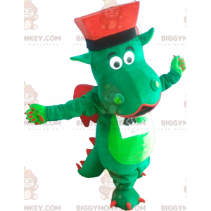 Grön och röd drake BIGGYMONKEY™ maskotdräkt med hatt -