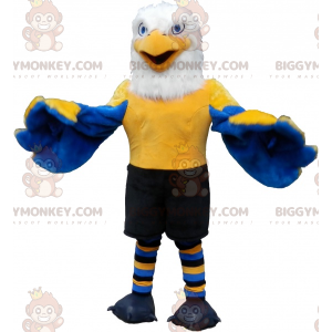 Sininen keltainen ja valkoinen Eagle BIGGYMONKEY™ maskottiasu