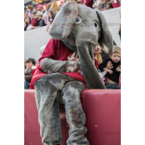 BIGGYMONKEY™ Mascot Costume Gray Elephant With Red T-Shirt -