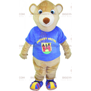 Traje de mascote BIGGYMONKEY™ ursinho de pelúcia bege com