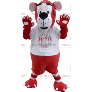 BIGGYMONKEY™ maskottiasu, punainen ja valkoinen tiikeri