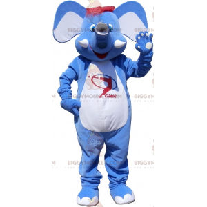 Blue and White Elephant with Red Hair BIGGYMONKEY™ Mascot