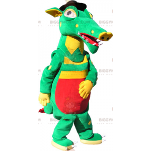 Green Yellow Red Crocodile BIGGYMONKEY™ Mascot Costume -
