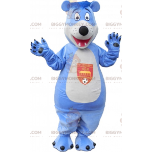 Μπλε και άσπρη στολή μασκότ BIGGYMONKEY™ αρκουδάκι -
