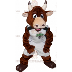 BIGGYMONKEY™ Braunes Kuh-Stier-Maskottchen-Kostüm in Sportbekleidung - Kuh Maskottchen - BIGGYMONKEY_06234 - BiggyMonkey.com
