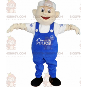Man Painter Worker BIGGYMONKEY™ Mascot Costume In Overalls -