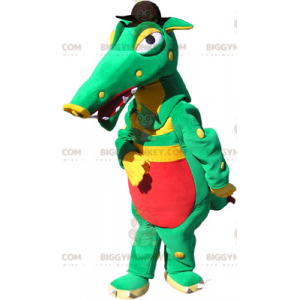 Green Yellow Red Crocodile BIGGYMONKEY™ Mascot Costume With