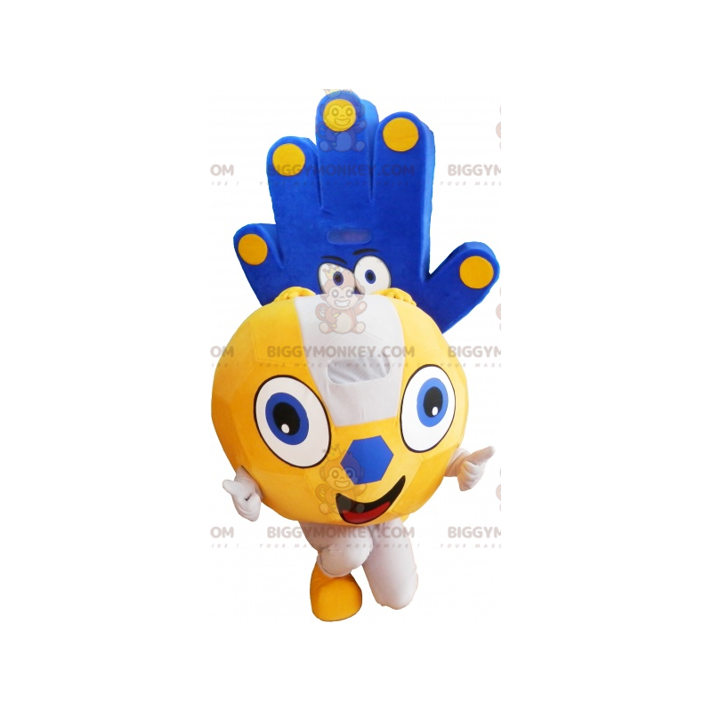 2 BIGGYMONKEY™s mascot: a yellow balloon and a blue hand -