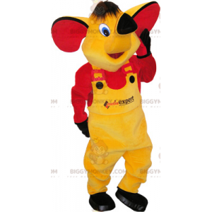 BIGGYMONKEY™ Yellow Elephant Mascot Costume with Yellow and Red