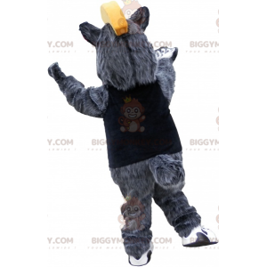 BIGGYMONKEY™ maskottiasu Iso harmaa ja valkoinen karhu