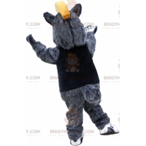 BIGGYMONKEY™ maskottiasu Iso harmaa ja valkoinen karhu