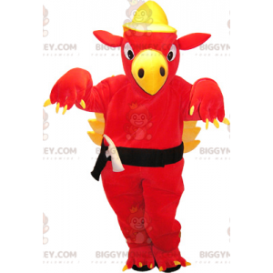 Costume da mascotte drago gigante rosso e giallo BIGGYMONKEY™ -