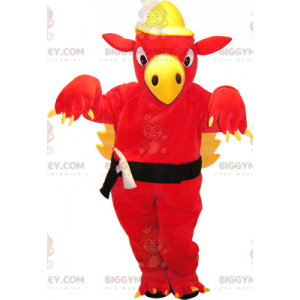 Disfraz de mascota dragón gigante rojo y amarillo BIGGYMONKEY™