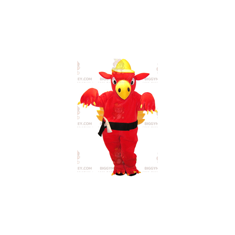 Costume de mascotte BIGGYMONKEY™ de dragon géant rouge et jaune