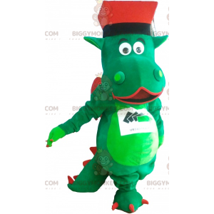 Vihreä jättiläisdinosauruksen BIGGYMONKEY™ maskottiasu hatulla