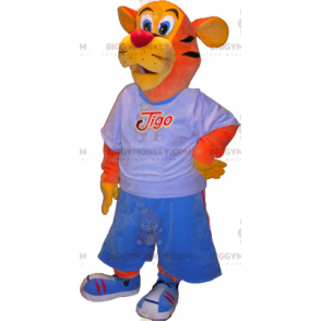 Μαύρο κίτρινο πορτοκαλί κοστούμι μασκότ Tiger BIGGYMONKEY™ με