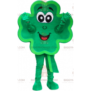 Smiling Green 4 Leaf Clover BIGGYMONKEY™ maskotdräkt -