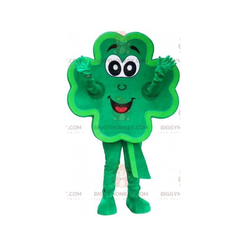 Smiling Green 4 Leaf Clover BIGGYMONKEY™ maskotdräkt -