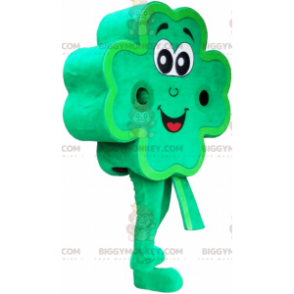 Smiling Green 4 Leaf Clover BIGGYMONKEY™ maskotdräkt -